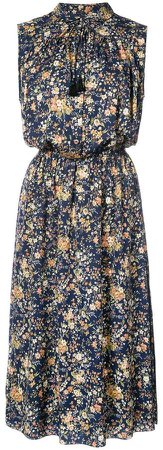 printed floral silk sleeveless dress
