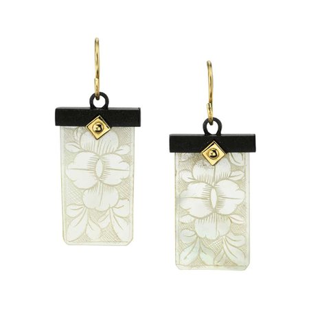 Antique Mother of Pearl Gaming Counter Earrings 18 Karat / Silver For Sale at 1stdibs