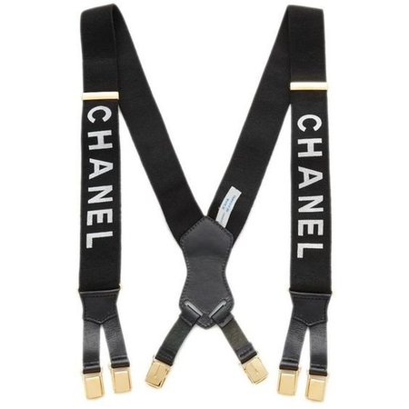 Black Chanel Logo Suspenders | ShopLook