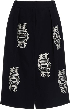 Tibi Embroidered Recycled Twill Skirt