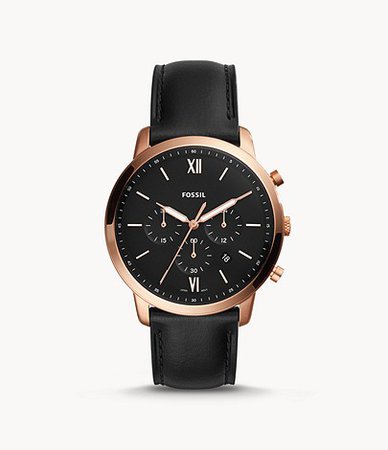 Neutra Chronograph Black Leather Watch - FS5381 - Fossil