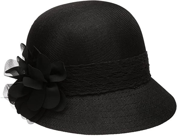 EPOCH Women's Gatsby Linen Cloche Hat with Lace Band and Flower - Natural at Amazon Women’s Clothing store
