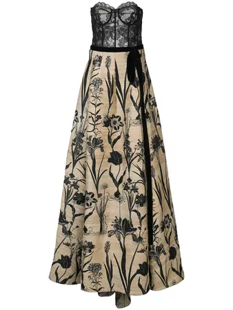 OSCAR DE LA RENTA strapless lace bustier gown