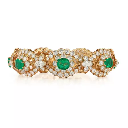 Van Cleef and Arpels Emerald and Diamond Bracelet For Sale at 1stDibs | van cleef bracelet diamond, van cleef and arpels emerald bracelet, van cleef emerald bracelet