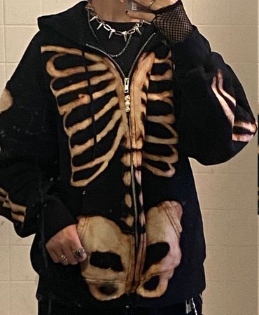 Bleach Skeleton Zip up Hoodie Jacket Alt Grunge Rib Cage - Etsy