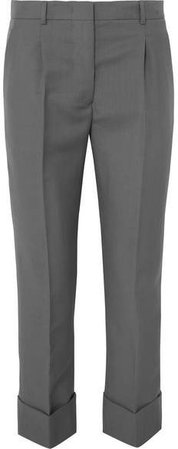 Cropped Mohair And Wool-blend Straight-leg Pants - Gray