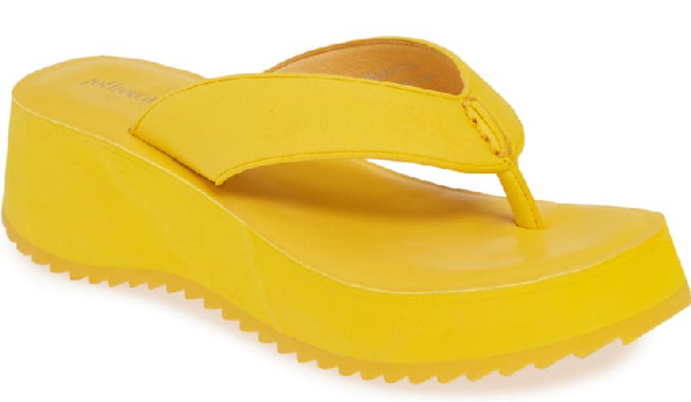 yellow platform flip flop sandals