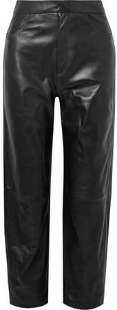 Novara Leather Straight-leg Pants - Black