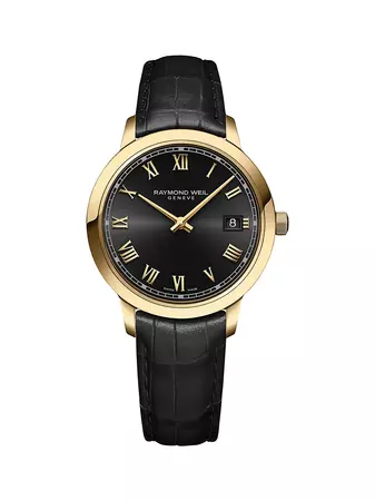 Shop Raymond Weil Toccata Goldtone Stainless Steel & Leather Strap Watch/34MM | Saks Fifth Avenue