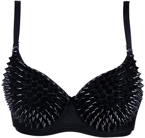 Kimring Women's Steampunk B Cup Spike Studs Rivet Party Club Rave Underwire Sport Bras Tops Black Large at Amazon Women’s Clothing store
