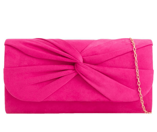 Cerise Pink Clutch Bag Ladies Velvet Evening Bag Fuchsia Hot Pink Shoulder Bag