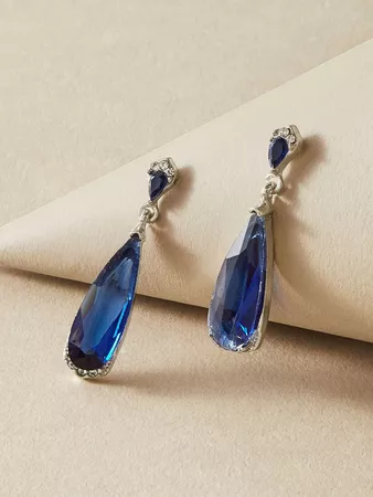 1pair Gemstone Engraved Drop Earrings | SHEIN USA