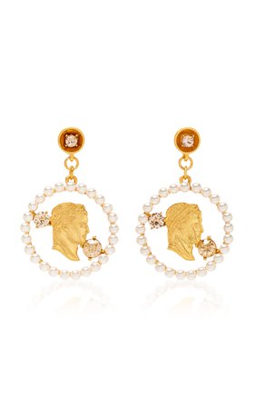 Gold-Plated Crystal And Pearl Earrings by Oscar de la Renta | Moda Operandi