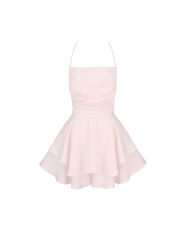 come out and play romantic satin flare dress baby pink