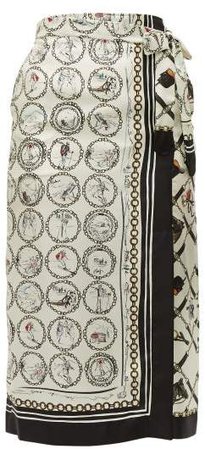S Netto Silk Wrap Skirt - Womens - Ivory Multi
