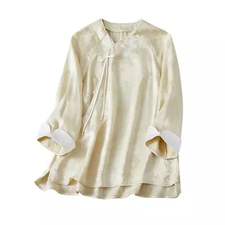 Cream Color Cheongsam Top Qipao Top Chinese Style Shirtlong - Etsy
