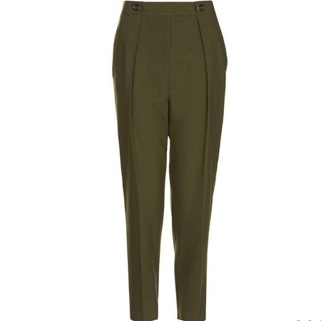 Topshop High Rise Grommet Pleat Pant-Olive NWT $19.00