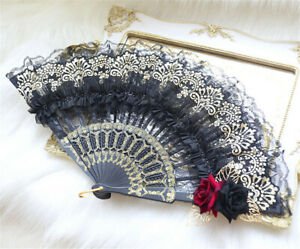 Gothic Lace Floral Hand Fan