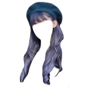 blue purple hair png bangs and hat