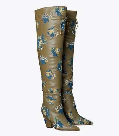 Lila Embroidered Over-the-Knee Scrunch Boot: Women's Shoes | Tory Burch EU