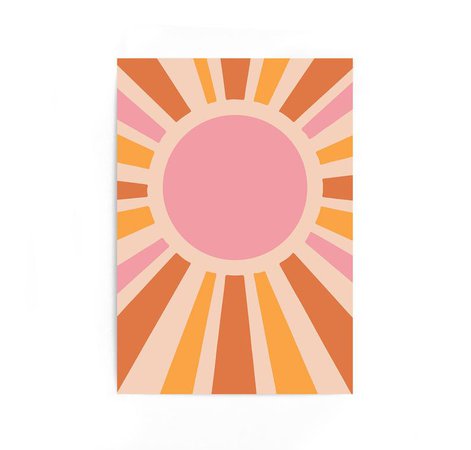 70s SUN ART PRINT Vintage Sun Print Solar Star Print | Etsy