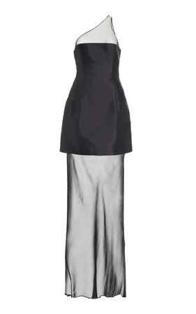 One-Shoulder Silk Mesh Maxi Dress By Beare Park | Moda Operandi