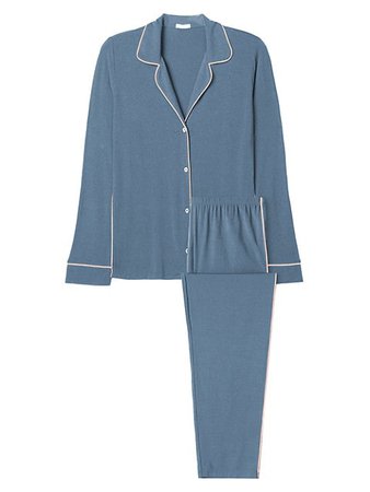 Shop Eberjey Gisele Slim Tuxedo 2-Piece Pajama Set | Saks Fifth Avenue