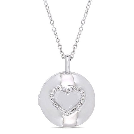 1/20 CT. T.W. Diamond Heart Outline Circle Locket in Sterling Silver | Online Exclusives | Collections | Zales