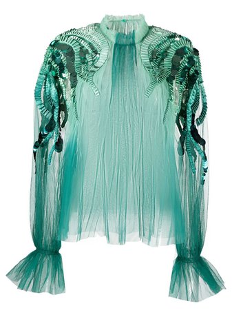 Alberta Ferretti sequin-embellished Tulle Blouse - Farfetch