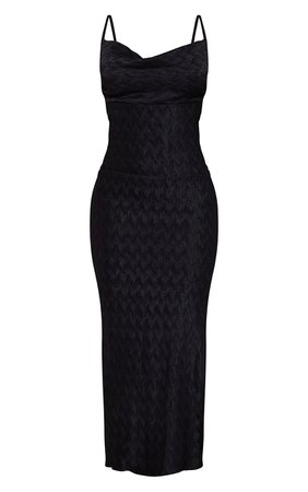 Black Plisse Strappy Cowl Neck Midaxi Dress | PrettyLittleThing USA