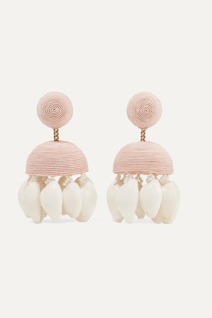 Pink + Aquazzura Riviera cord, bead and shell clip earrings | Rebecca de Ravenel | NET-A-PORTER