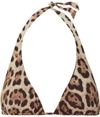 Leopard-print Halterneck Bikini Top - Leopard print