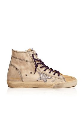 Francy Suede-Trimmed Canvas Sneakers By Golden Goose | Moda Operandi
