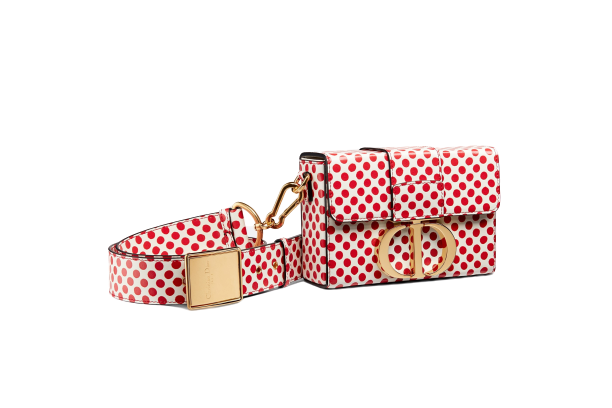 30 MONTAIGNE DIORAMOUR BOX BAG Red Dior Dots Printed Smooth Calfskin