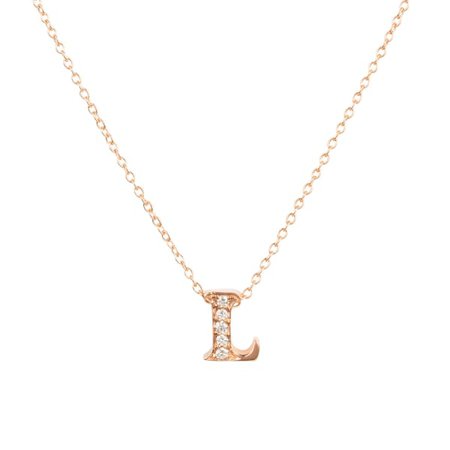 Diamond Initial Letter Pendant Necklace Rose Gold L | LATELITA | Wolf & Badger
