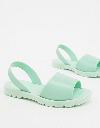 ASOS DESIGN Finale jelly flat sandals in mint | ASOS