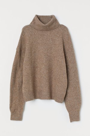 Knit Turtleneck Sweater - Taupe - Ladies | H&M CA