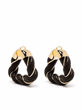 Shop Bottega Veneta twisted triangle hoop earrings with Express Delivery - FARFETCH