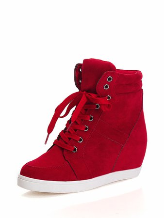 High Top Lace Up Wedge Sneakers