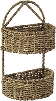 2-Tier Wicker Hanging Basket for Wall, Door, Bathroom, Home Decor | Hand Woven Rustic Countryside Wall Hanging Storage Basket Organizer for Toy Makeup Key Small Stuff (Half Circle Seagrass 21X13 cm): Amazon.co.uk: Kitchen & Home