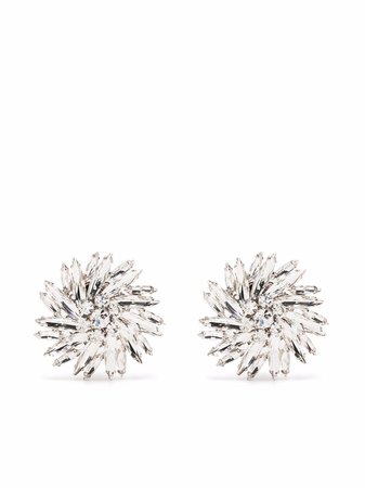 Alessandra Rich Crystal Flower clip-on Earrings - Farfetch