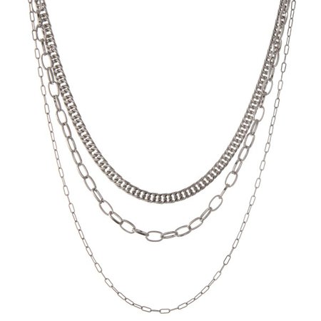 curb chain link silver layer necklace - Google Search
