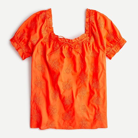 J.Crew: Square-neck Top With Embroidered Eyelet For Women