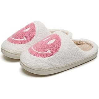 Amazon.com | PLMOKN Smile Face Slippers Retro Fluffy Cute Home Slippers Indoor and Outdoor Men And Women Fuzzy Warm Home Non-Slip Shoes | Shoes