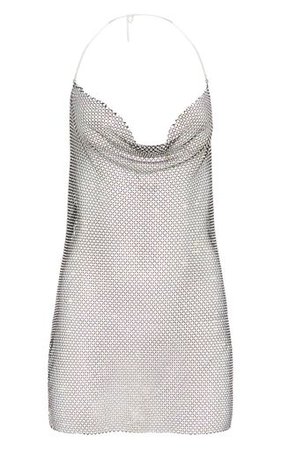 Silver Diamante Chain Detail Bodycon Dress | PrettyLittleThing