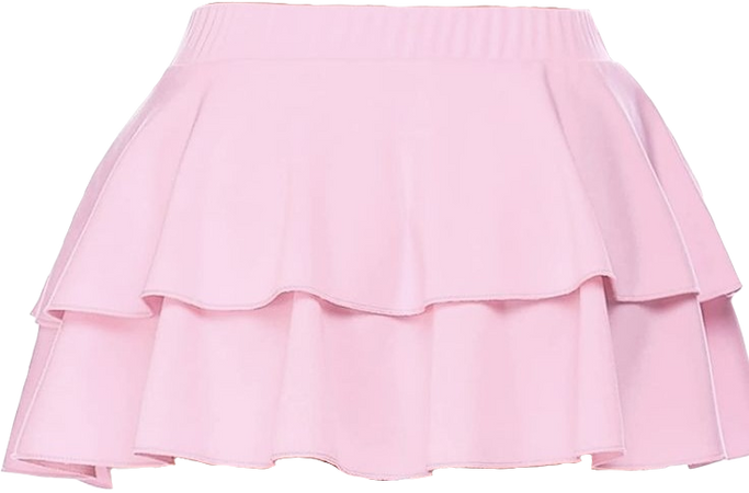 pink 2 layered tiered miniskirt