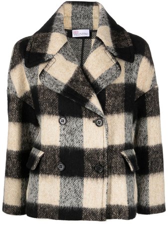 RED Valentino check-pattern double-breasted Coat - Farfetch
