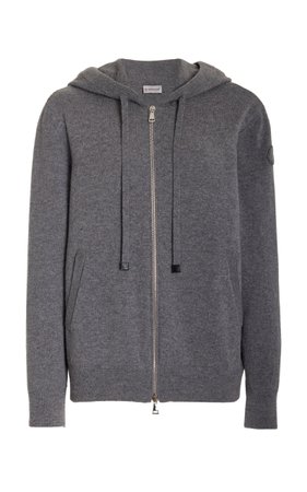 Moncler Wool-Cashmere Zip-Front Hoodie