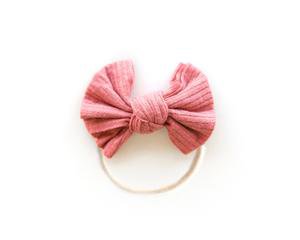 Ribbed Bow in Coral Red // Headband or Clip | Reverie Threads