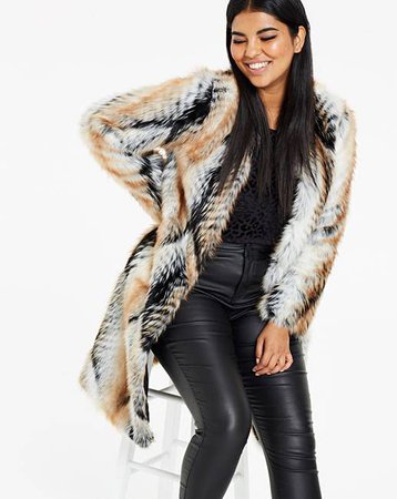 Joanna Hope Faux Fur Edge To Edge Coat | Simply Be